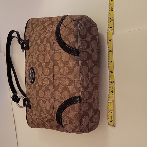 NWOT Coach Signature Logo Small Tote, Tan and Brown, Leather Trim - Picture 12 of 16